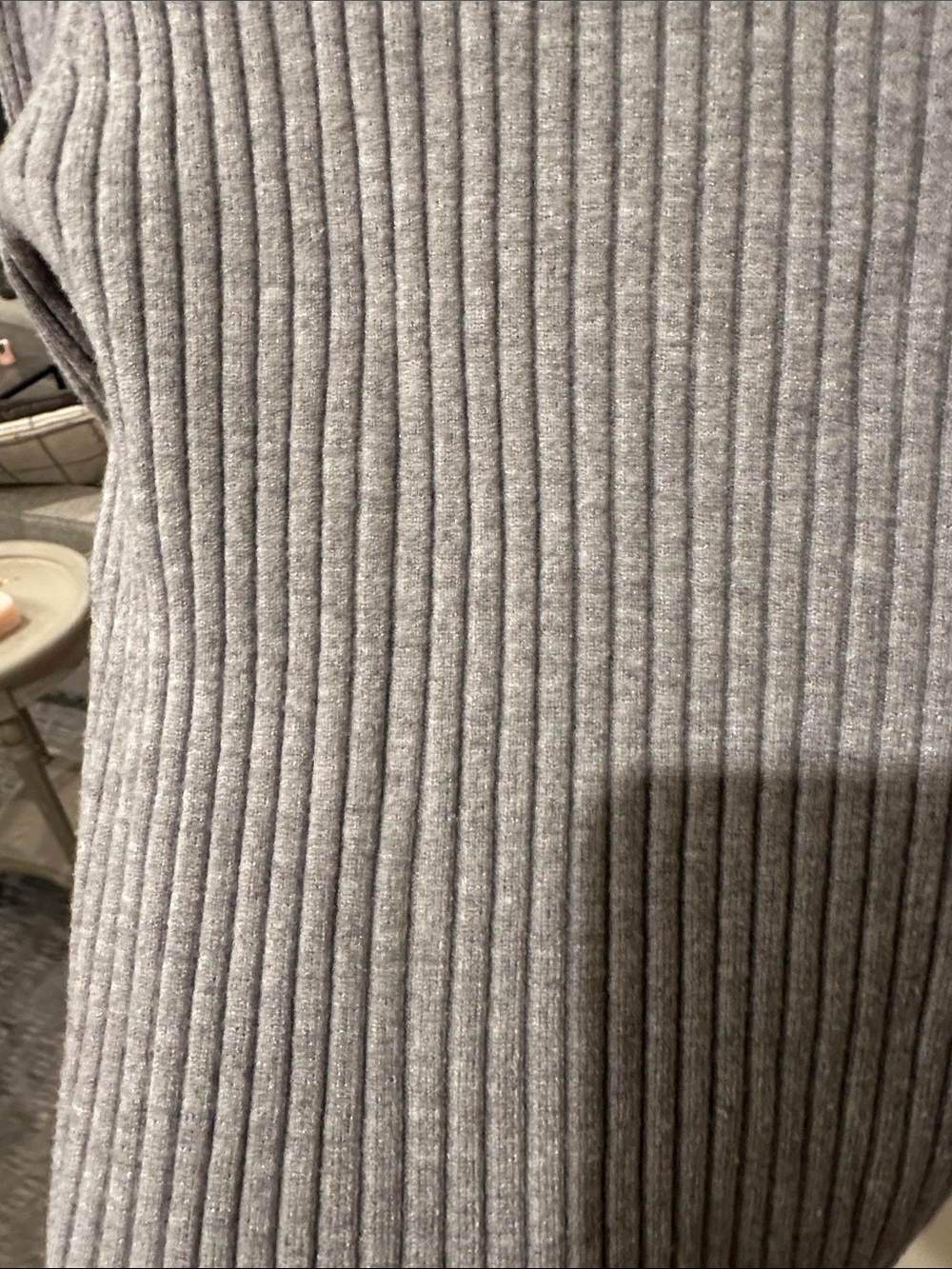Good American Ribbed V-Neck Button Cardigan - Gray - Picture 6 of 7
